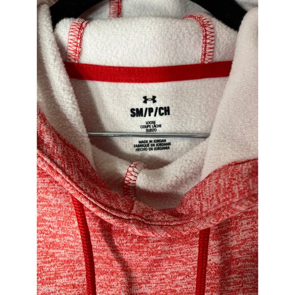Under Armour Colorful Orange Pink Hooded Front Pocket Fleece Sweatshirt Size S - Picture 2 of 6